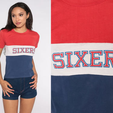 Vintage Sixers Tshirt NBA Shirt Philadelphia 76ers Tshirt Basketball T Shirt Sports 80s Graphic Vintage Tee 1980s Sportswear Extra Small xs 
