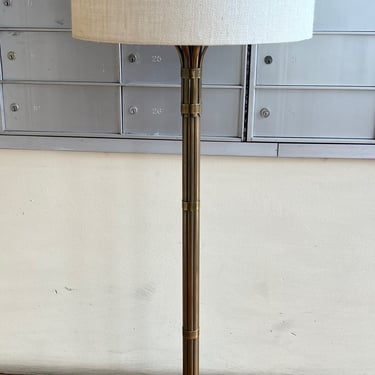 Majestic Patinated Brass Art Deco Palm Floor Lamp