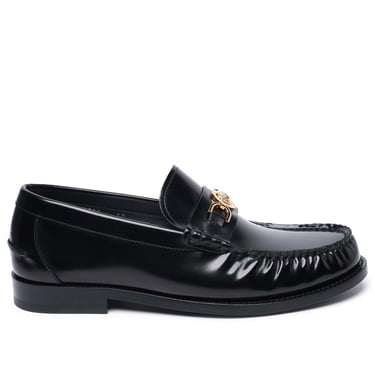 Versace Black Leather Loafers Man