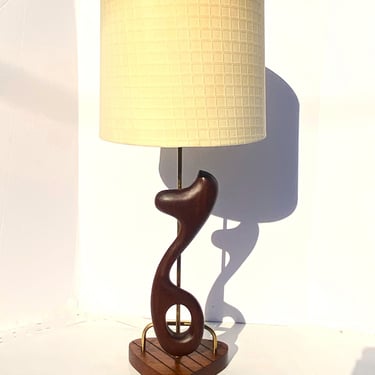 Sexy Modeline of California Sculptural Walnut & Brass Lamp