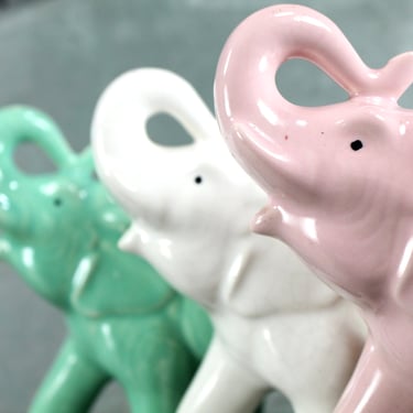 Lucky Elephant Planter - Circa 1950s/60s Vintage Ceramic Planter | Your Choice of Green, White or Pink Elephant Planters 