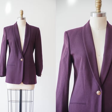 purple wool blazer | 90s vintage dark plum burgundy dark academia style wool blazer coat 
