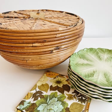 Lidded Rattan Party Bowl