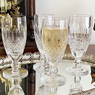 Pair of Vintage Waterford Crystal Champagne Flutes, Colleen Pattern – Discontinued, Perfect Gift for Weddings or Christmas 