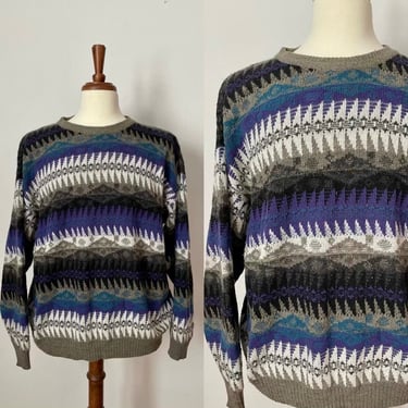 Vintage Progetto Sweater / Pull Over / 1980s / Geometric / Unisex / FREE SHIPPING 