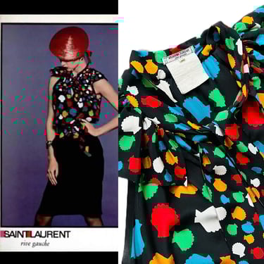 YSL Documented Rainbow Silk Sea Shell Blouse