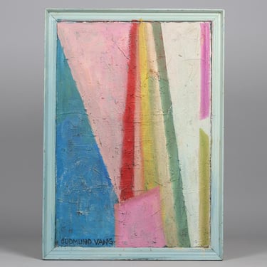 Vintage abstract painting geometric mid century modern oil painting abstract large  painting colorful cubist painting original Scandinavian 