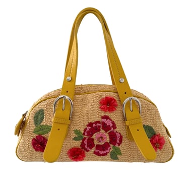 Dior Rafia Floral Beaded Mini Bag