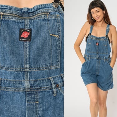 Vintage Y2K Shortalls American Eagle Denim Dungarees Workwear Overalls 2000s Blue Jean Shorts Utility Style Medium 