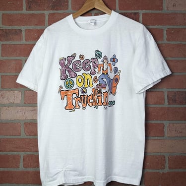 Vintage 90s Double Sided Keep on Truckin' ORIGINAL Graphic Hippie Tee - Large 