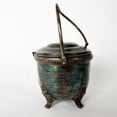 1974 Silver Plate Hunter Horse Show Trophy Ice Bucket, Antique Minnesota Decor 