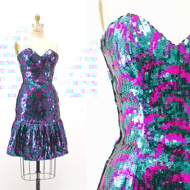 パーティードレス Strapless Green Purple Print Party Dress Amazon | カラー パーティードレス 可愛い服 ミニドレス