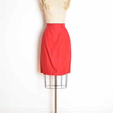vintage 90s skirt red linen faux-wrap high waisted Lord & Taylor mini skirt M clothing 