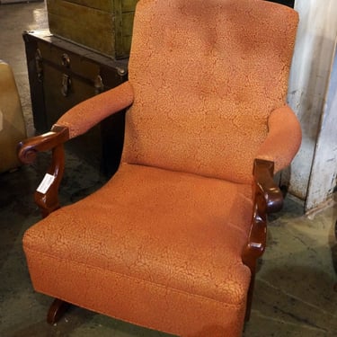 Antique Red Rocking Chair w Wood Arms