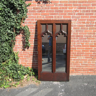 Large Gothic Oak Mirror 1890s English Scarcity 