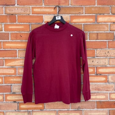 vintage 80s burgundy red blank single stitch long sleeve tee / s small 