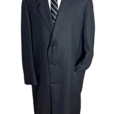 Vintage 1950s KUPPENHEIMER Wool Tweed Overcoat ~ size 46 Long / Extra Large ~ Trench Coat ~ Herringbone ~ Union Made 