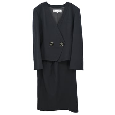 Christian Dior Setup Suit Jacket Skirt Black #9