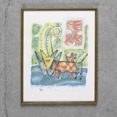Aino Myllykangas, Heaven the Dog, 1993, Color Lithograph 