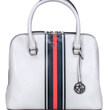 DKNY - Ivory Structured Middle Strip Handbag