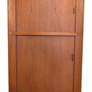 Teak Corner Cabinet w Tambour Doors - 022515