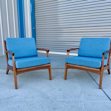 1960s Mid Century Walnut Lounge Chairs Styled After Kofod Larsen - Set of 2 