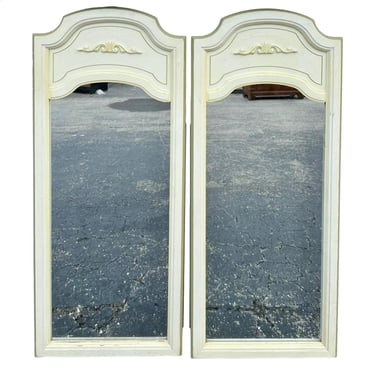 French Country Mirrors by Dixie 46x19 LOCAL PICKUP Set of 2 Arched Vintage White Yellow Green Decorative Curved Rounded Provincial Pair 