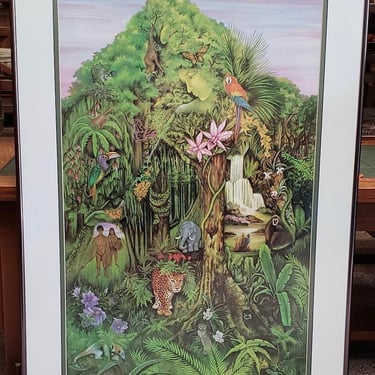 &#8220;The Spirit of the Rainforest&#8221; Offset Color Lithograph by Azra Simonetti C.1989