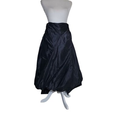 Boutique High Fashion Tie Back Balloon Parachute Skirt Black Satin Prom Dress S 