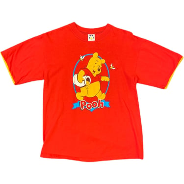 (M) Vintage Red Disney Pooh Bear T-Shirt 031522 JF