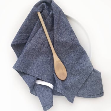Blue  Linen Towel, Blue Chambray Linen Towel 