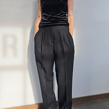 High Rise Black Pleated Trousers (M)