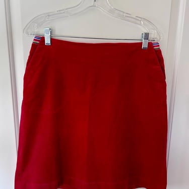 Vintage Lilly Pulitzer cherry red fine corduroy A-line mini skirt with pockets 