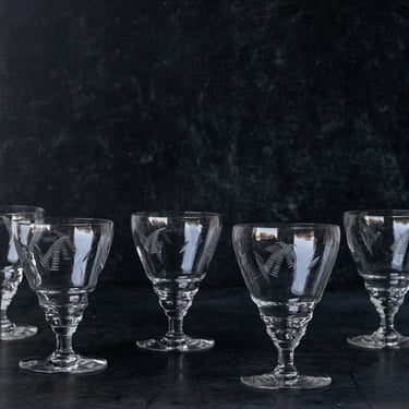 Etched Wine Glass with Ferns Set of 10