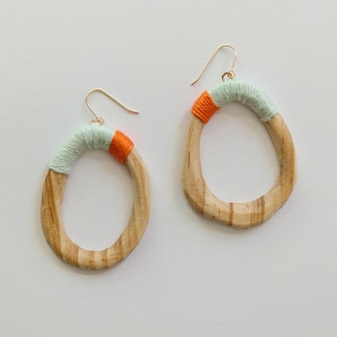 Solid Pine Wood Wrapped Earrings - Hand-Carved / Whittled Wooden Statement Jewelry - Hypoallergenic - Boho, Modern, Unique - Handmade Art 