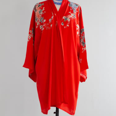 Luscious 1940's Floral Print Kimono Robe / ML