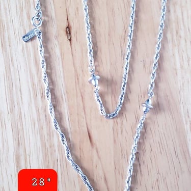 RARE vintage MONET Atomic Sterling Monet long chain necklace 