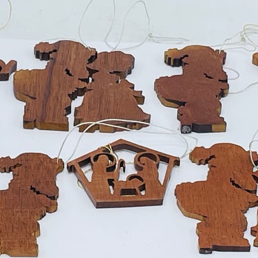 Vintage set of (8) Wooden Cut Out Ornaments Christmas ornaments- Perfect collectible for the holidays- 