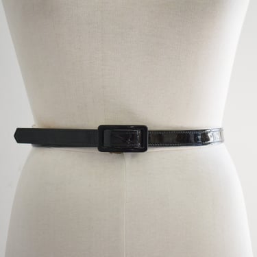 1960s Black Patent Vinyl Skinny Belt 