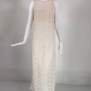 Jiki Monte Carlo Creations Off White Lace Maxi Shift Dress