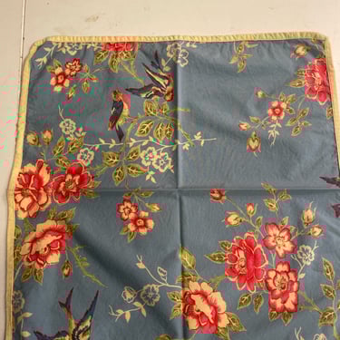 Set of 8 Blue Flower &amp; Bird Cloth Napkins