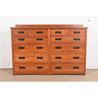 Stickley Style Mission Oak Arts & Crafts Twelve-Drawer Dresser Chest