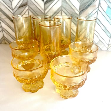 Tiffin Franciscan Yellow Iced Tea & Champagne/Sherbert Glasses, Madeira Cornsilk Glass, Vintage Goblets, Water Glasses, Retro 70s Glassware 
