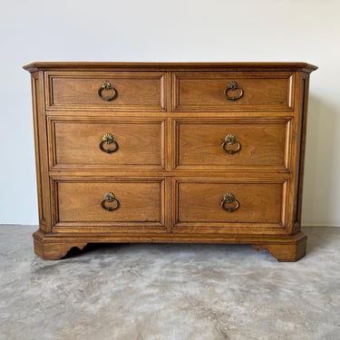 1980's Vintage Baker Four-Drawer Solid Wood Dresser 