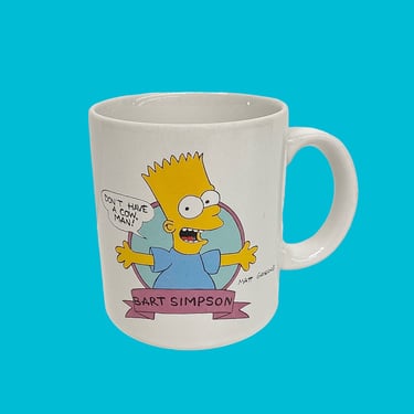 Vintage Bart Simpson Mug Retro 1990s Banan Appeal + The Simpsons + Don't Have a Cow Man! + Ceramic + Matt Groening + 20th Century Fox 