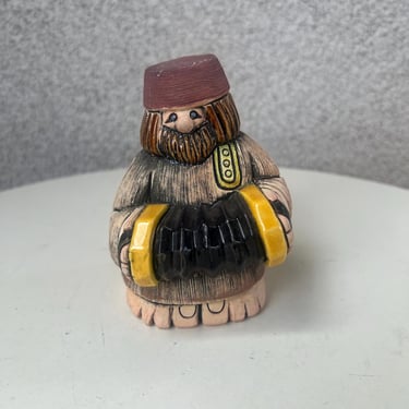 Vintage Launa Art Pottery man with accordion Figurine 3D Signed made in Uruguay 
