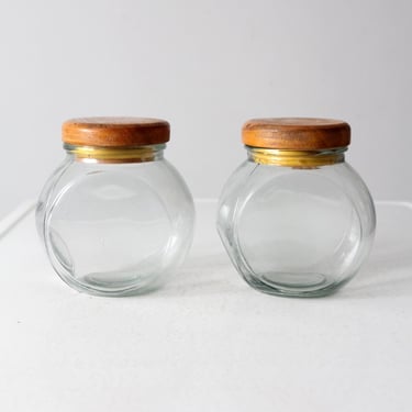 vintage glass candy jars pair 