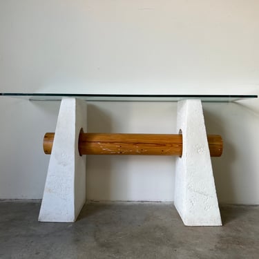 80's Post Modern Plaster and Wood Dowel Console Table 