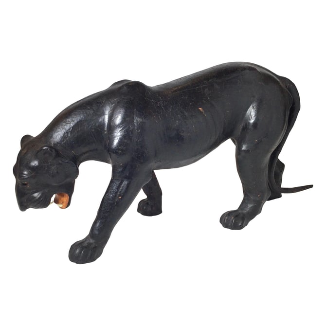 Leather Covered Paper Mache Panther