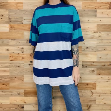 Striped Retro Soft and Thin Oversized Tee Shirt 